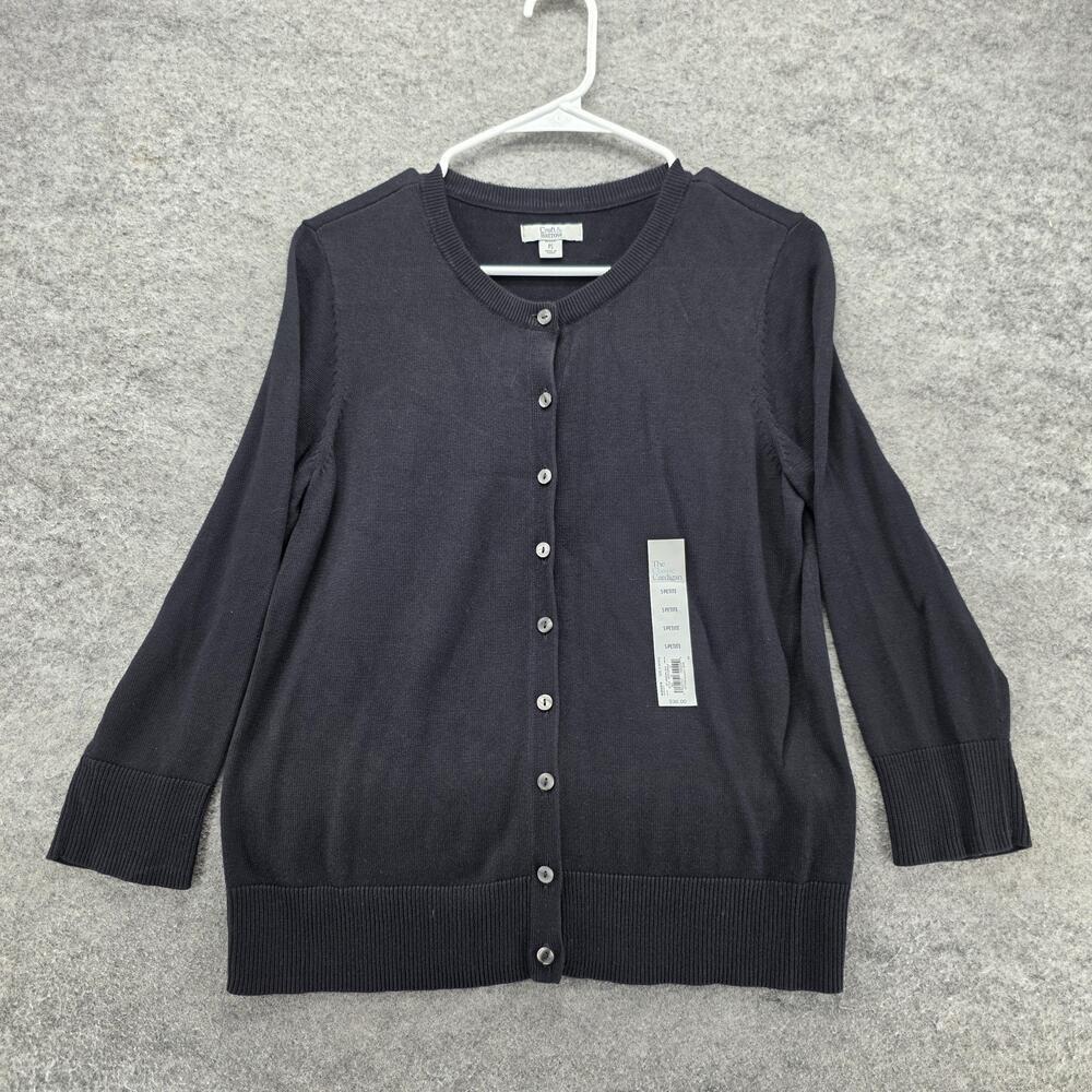 Croft & Barrow Sweater Cardigan Womens S Petite Black Collarless Button
